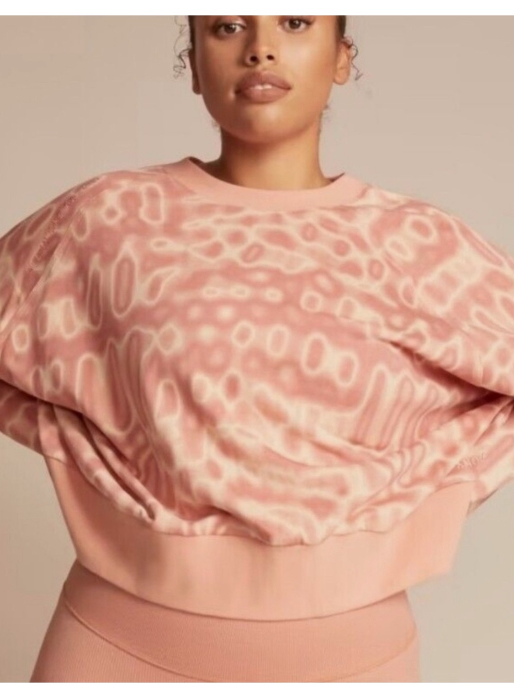 adidas Pink Abstract-Print Crewneck Sweater HONORE 11 French Terry